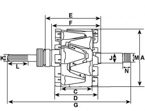 Rotor d'alternateur compatible pour DAF 1697022 - vue 3