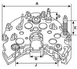 Pont de diode compatible pour alternateur VALEO A11VI105 - Schéma