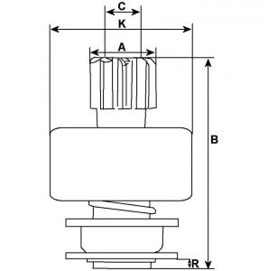 Lanceur compatible pour démarreur PERKINS 2873D202 - Côtes et dimensions