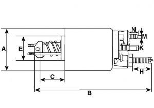 Solénoide compatible pour démarreur BOSCH 0331300019 - Côtes et dimension