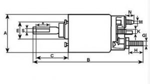 Solénoide compatible pour démarreur BOSCH 0001107041 - Cotes et dimensions