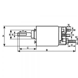 Solénoide compatible pour démarreur VALEO D9E62 - Côtes et dimensions
