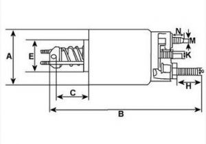 Solénoide compatible pour démarreur VALEO D9E237 - Côtes et dimensions