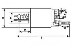 Solénoide compatible pour démarreur BOSCH 0331302513 - Côtes et dimensions