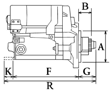 Côtes et dimensions du démarreur
