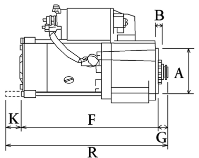 Côtes et dimensions du démarreur