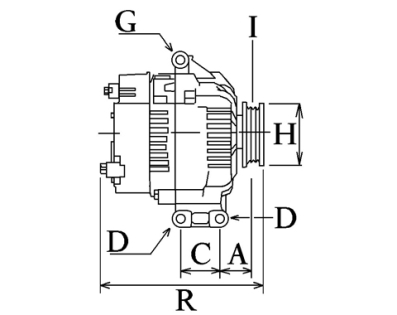 Côtes et dimensions de l'alternateur