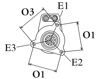 Côtes et dimensions du démarreur