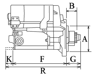 Côtes et dimensions du démarreur