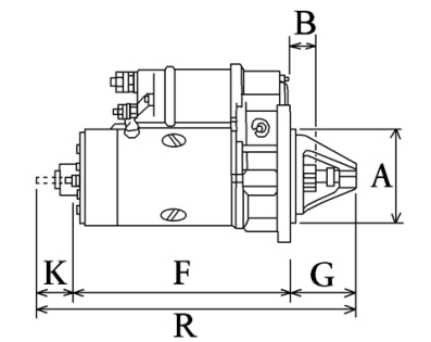 Côtes et dimensions du démarreur