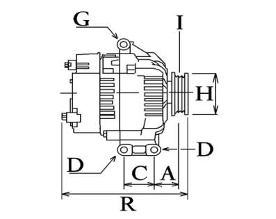 Côtes et dimensions de l'alternateur