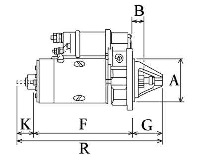 Côtes et dimensions du démarreur