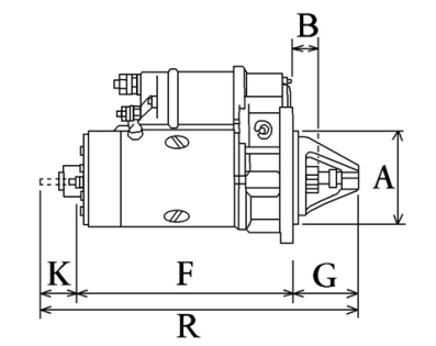 Côtes et dimensions du démarreur