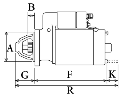 Côtes et dimensions du démarreur
