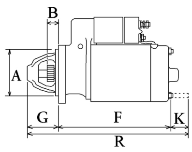Côtes et dimensions du démarreur