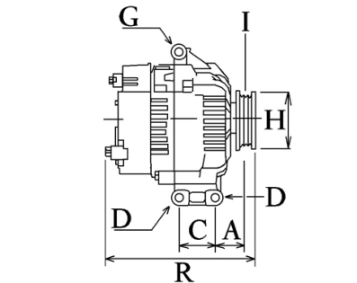 Côtes et dimensions de l'alternateur