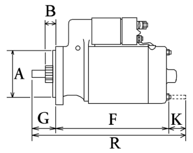 Côtes et dimensions du démarreur