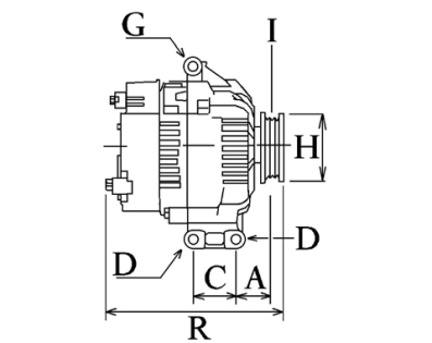 Côtes et dimensions de l'alternateur