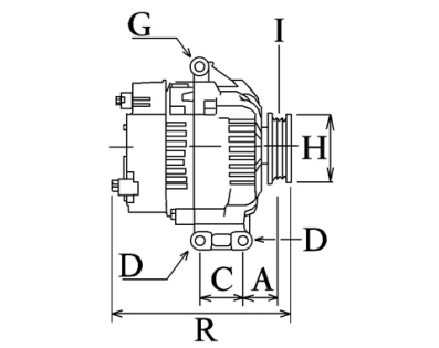 Côtes et dimensions de l'alternateur