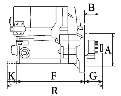Côtes et dimensions du démarreur