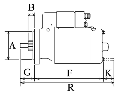 Côtes et dimensions du démarreur