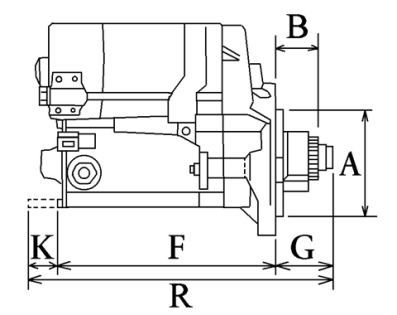 Côtes et dimensions du démarreur
