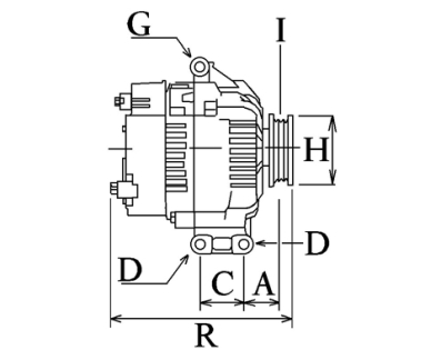 Côtes et dimensions de l'alternateur