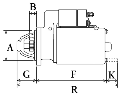 Côtes et dimensions du démarreur