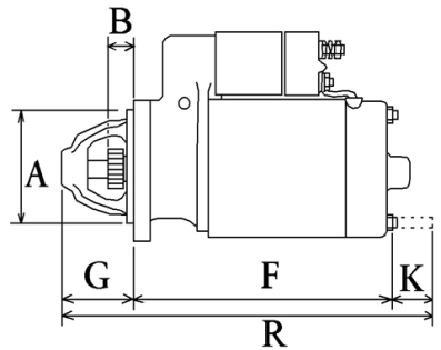 Côtes et dimensions du démarreur