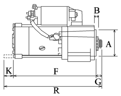 Côtes et dimensions du démarreur