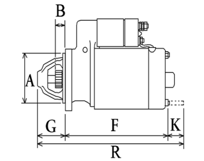 Côtes et dimensions du démarreur