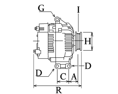 Côtes et dimensions de l'alternateur