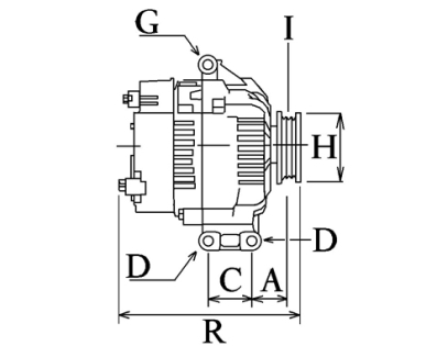 Côtes et dimensions de l'alternateur