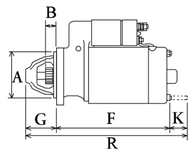 Côtes et dimensions du démarreur