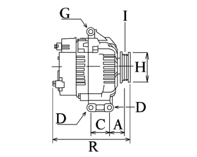 Côtes et dimensions de l'alternateur