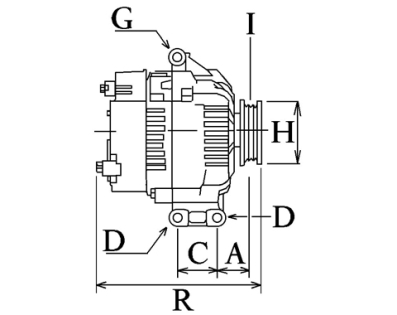 Côtes et dimensions de l'alternateur