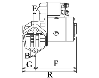 Côtes et dimensions du démarreur