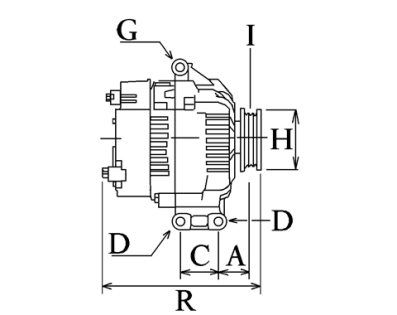Côtes et dimensions de l'alternateur