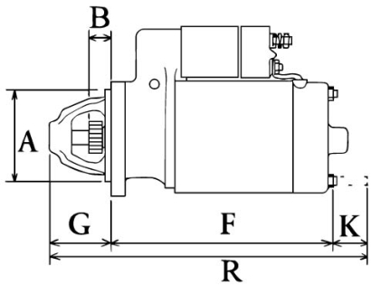 Côtes et dimensions du démarreur