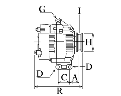 Côtes et dimensions de l'alternateur