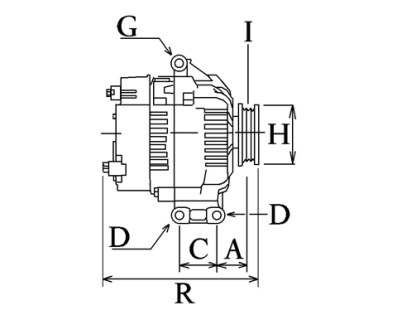 Côtes et dimensions de l'alternateur