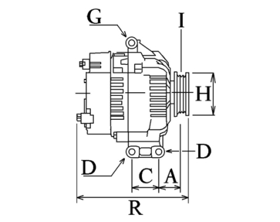Côtes et dimensions de l'alternateur