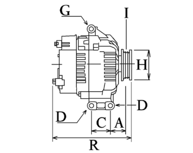 Côtes et dimensions de l'alternateur