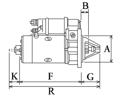 Côtes et dimensions du démarreur