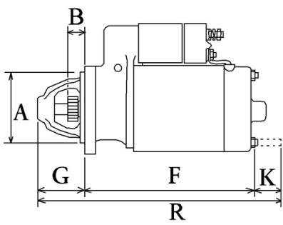 Côtes et dimensions du démarreur