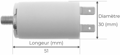 Côtes et dimensions du condensateur de 4,5uF